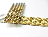 DRILLFORCE HSS Jobber Length 10 PCS,5/32" x 3-1/8"Titanium Coated Twist Drill Bits, Metal drill, ideal for drilling on mild steel, copper, Aluminum, Zinc alloy etc. Pack In Plastic Bag (5/32)