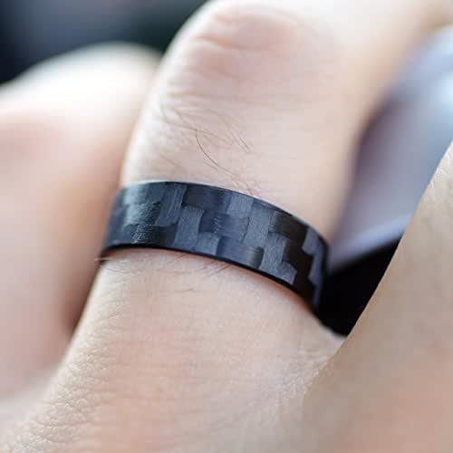 NexRing™ 100 Carbon Fiber Wedding Band Rings R.A.M. Finish Handmade