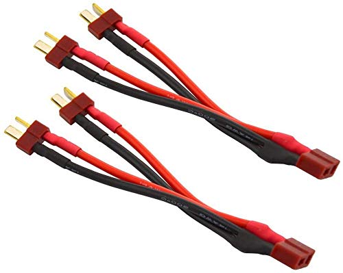 2pcs Deans Style T-Plug Parallel Y- Harness 2 Male 1 Female for Lipo RC Battery ESC