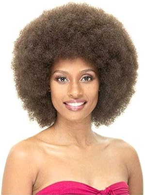 Short Afro Puffy Synthetic Hair Wig Andromeda Dark Brown Heat
