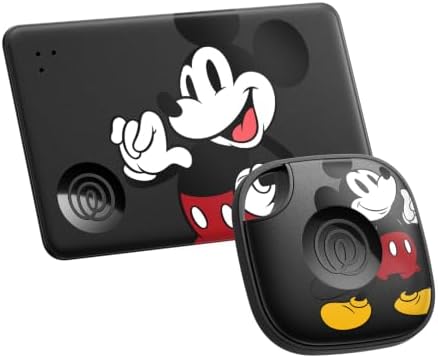 x Disney Tile - Starter Pack - Trackers et dispositifs de Suivi d'objets Bluetooth pour clés, Portefeuilles & Autres. Compatible avec iOS & Android. Lot de 2 (Noir Tile/Slim) - Mickey