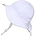 Baby Sun Hat with Chin Strap, Drawstring Adjust Head Size, Breathable 50+ UPF (S: 0 - 9m, White )