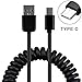 Premium Coiled Type-C Cable USB Charging Power Wire Sync Cord For LG V20 G5 G6 - Moto Z Droid Force - HTC 10 - Google Pixel, XL - ZTE Grand X3 X4 ZMax Pro - Samsung Galaxy S8, Plus - All USB-C Phones