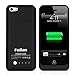 Kujian 2200 mAh External Battery Backup Rechargeable Case with 4 LED Lights, Built-in Pop-out Kickstand Holder for iPhone 5, 5s, 5c- Black