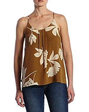 Women's - Floral Vines 100% Silk Racerback Tank Top