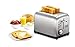 TILON 2 Slice Kitchen Stainless Steel Toaster with Bagel Defrost and 6 Shade Settings Extra Wide Slot/Removable Crumb Tray/Blue LCD Timer Display
