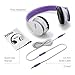 Sentey Flow LS-4223 Foldable Headphone with Detachable 3.5mm Audio Cable and in-line Microphone, White/Purple