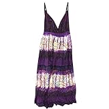 Womens Beach Dress Purple Tie-Dye Embroidered Strapy Cocktail Dresses