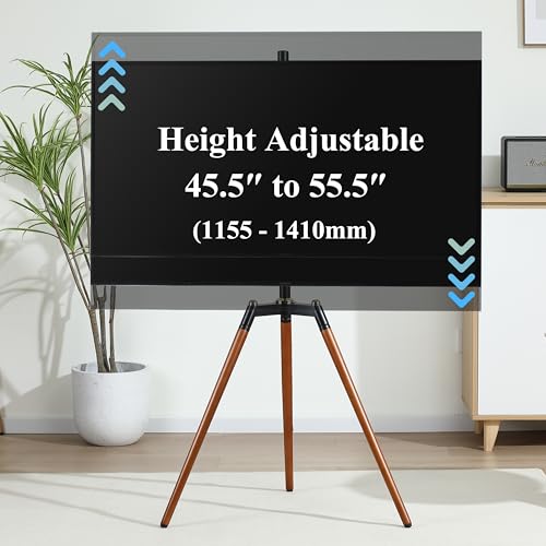 Fydeamer Floor TV Stand for 32-65 inches Screen, Height Adjustable Studio Tripod Easel TV Display Stand with 140° Swivel for Bedroom, Living Room, Corner TV Stand, Black