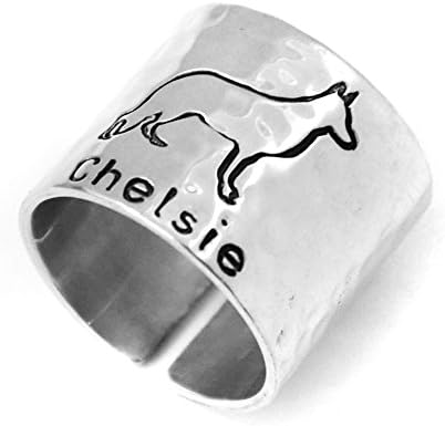 weddinghanger2015 Custom German Shepherd Ring, Personalized Hammered German Shepherd Ring Dog Lover Gift
