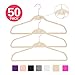 MIZGI Premium Cascading Velvet Hangers (Pack of 50) Heavyduty - Non Slip Hangers with Cascading Hooks Ivory - Copper/Rose Gold Hooks,Space Saving Clothes Hangers (Ivory)