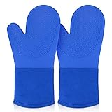 Grilling Gloves, Royal Blue BBQ Gloves Heat Resistant Oven Gloves Kitchen  Silicone Oven Mitts