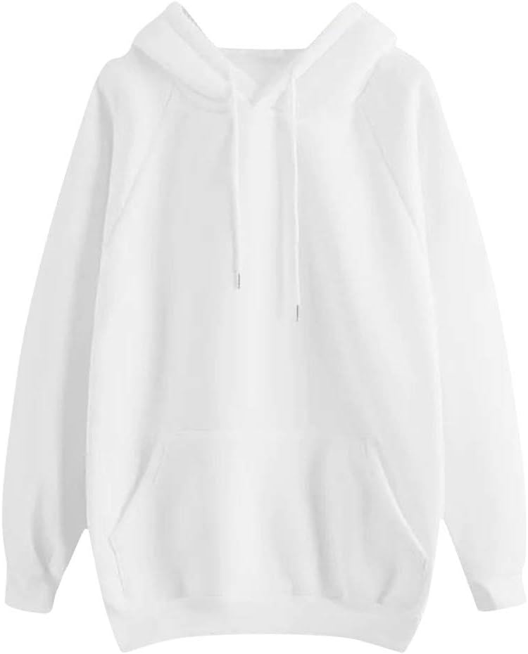 Hoodies for Women Pullover,Womens Long Sleeve Solid Color Pullover Fleece Hoodie Sweatshirt Tops