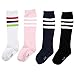 BESTCYC 4 Pairs 4colors Children Boys Girls Cotton Knee Long Socks High Tube Soccer Socks Team Socks
