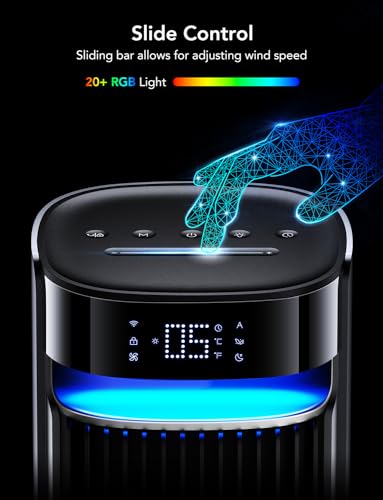 Goveelife 42'' Tower Fan for Bedroom, Smart Floor Fan with 150° Adjustable Oscillating, APP & Voice Control, 5 Modes 12 Speeds up to 26ft/s, 24H Timer, 27dB Quiet Fan for Cooling Home Office Black