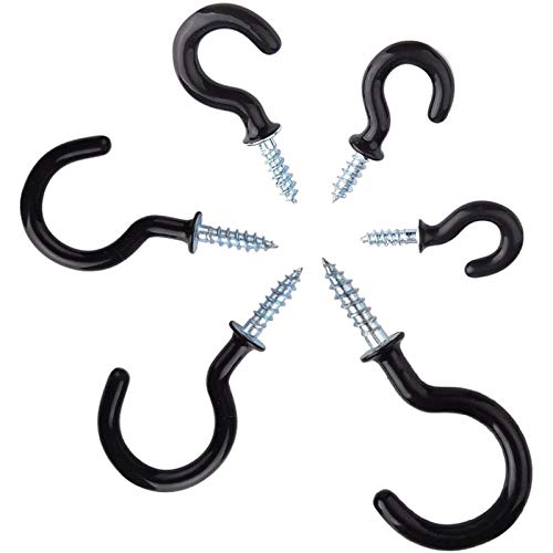 Schraubhaken, Vinyl beschichtet Cup Haken 70 Stück 6 Größen Deckenhaken Set Hakenschrauben für Tassen Haushaltsgegenstände Weiß (Schwarz)