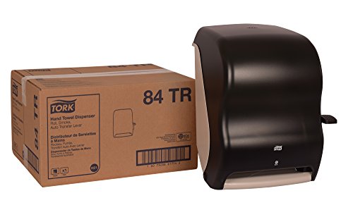 Tork 84TR Hand Towel Roll Dispenser, Lever Auto Transfer, Plastic, 15.5" Height x 12.94" Width x 9.25" Depth, Smoke (Case of 1 Dispenser) For use with Tork RB351 & RK350A