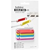 Bobino Cable Tag - 10 Piece Pack - Assorted Colors - Stylish Cable and Wire Management / Organizer
