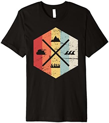 Mens PREMIUM | Retro Four Elements T-Shirt Large Black