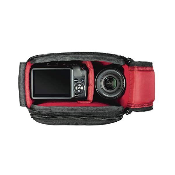 Hama Kameratasche „Samara“ für Digitalkamera (Fototasche für DSLR und Camcorder, mit Zubehörfach, Tragegriff und Inneneinteilung, Umhängetasche, reißfestes Polyester, 16 x 10 x 13 cm) schwarz – Bild 3