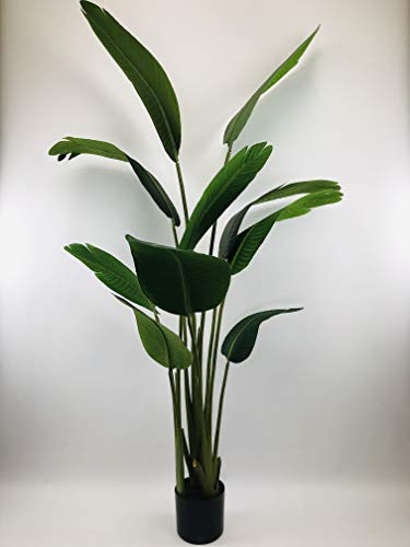 One 5' Artificial Silk Bird of Paradise Palm Banana Tree Potted Indoor Outdoor - Thumbnail 2
