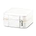 Vlando Small Travel Jewelry Box Organizer - Faux Leather Storage Case for Rings Earrings Necklace - Best Gifts Choice for Girls Women, Pearl White