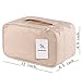 JJ POWER Travel Underwear Organizer Bag, Lightweight Double Layer Large Capacity Cosmetic Bag- Multiple Compartments and Pockets (Cream)