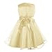 Acecharming Little Girls' Sequin Flower Tulle Tutu Dress, Sleeveless Bowknot Wedding Party Ball Gown(Updated Version), Golden, 5-6 Years