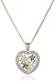 Amazon Collection 18k Yellow Gold-Plated Ruby & Sapphire Flowers Heart Pendant Necklace, 18