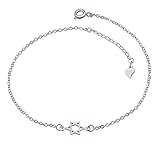 LovelyCharms 925 Sterling Silver Jewish Star Of David Chain Anklet Ankle Bracelets
