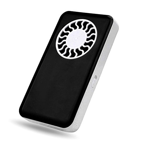 Leegor Portable Handheld USB Mini Fan Ultra-thin Low Noise Rectangle Air Conditioner Cooler With Rechargeable Battery (Black)