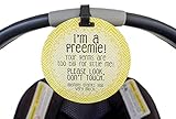 Yellow Preemie Tag - I'm A Preemie, Your Germs Are Too Big For Little Me (Preemie Baby Car Seat or Stroller No Touching Sign)