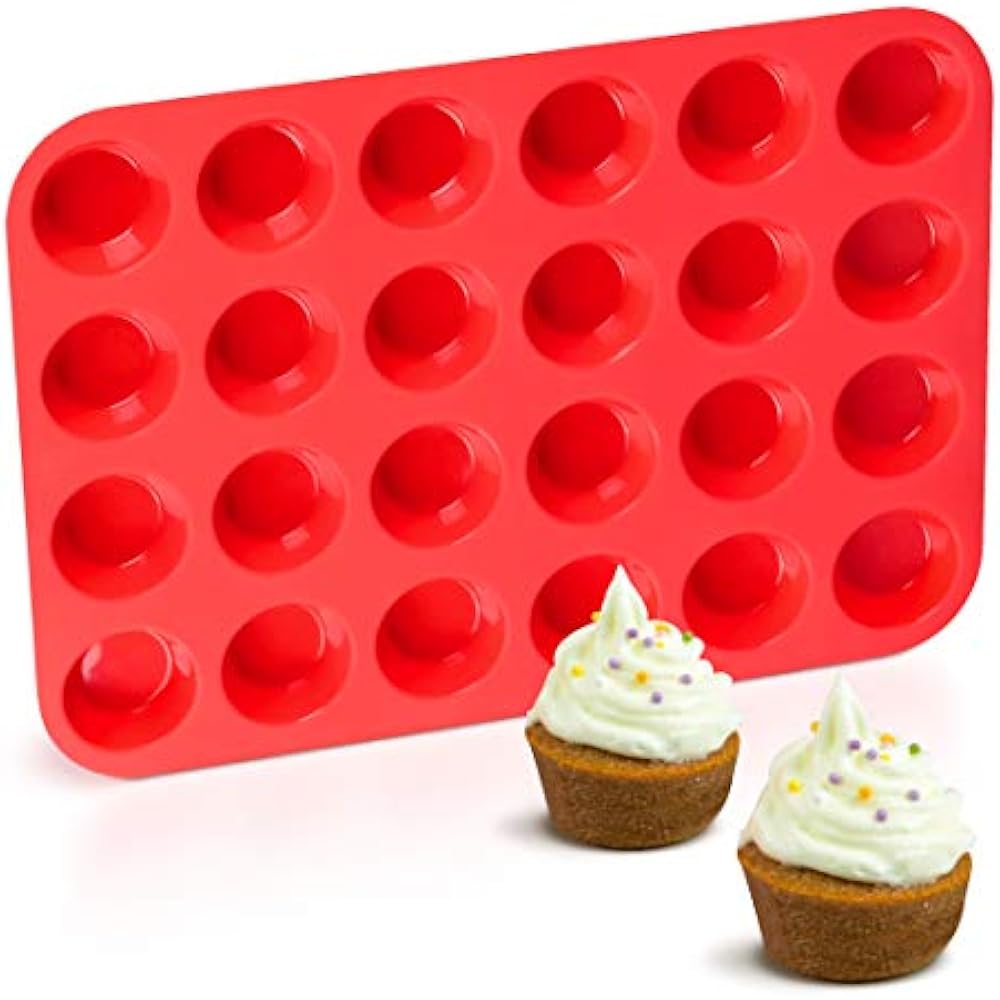 Silicone Muffin Pan Mini 24 Cups Cupcake Pan, Nonstick Baking 1 Pack