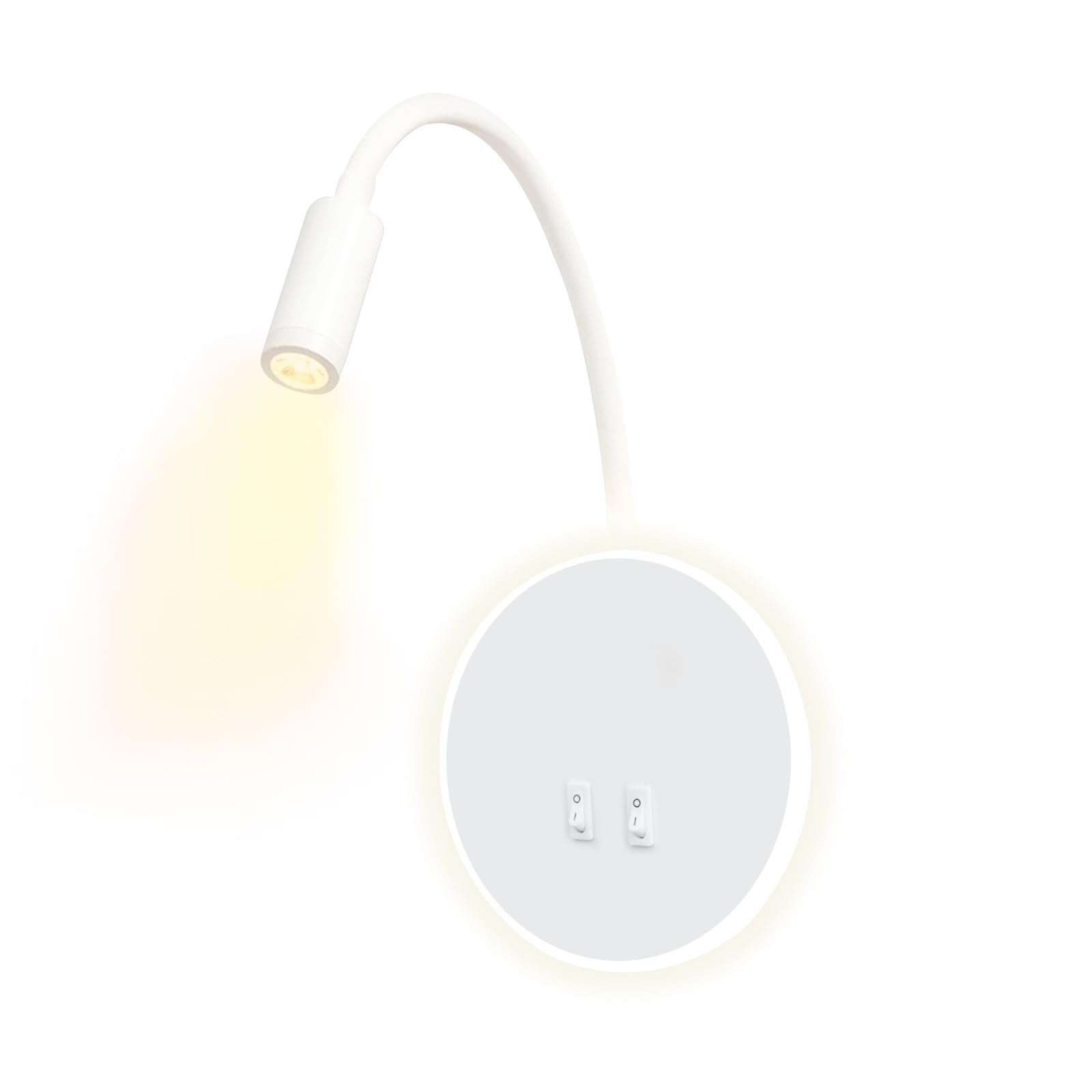 uksunvi LED Wall Lamp Bedside Table Reading Wall Lamp 12W LED Wall Reading Lamps Adjustable Spotlight 3W +9W 3000K Warm Light (White Round)