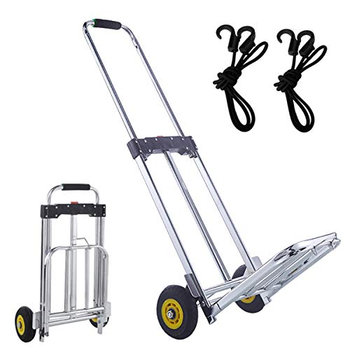 折りたたみ キャリーカート ハンドキャリー 静音 軽量 荷物台車 固定ロープ付 3段階高さ調節 2輪 キャスター 耐荷重75kg 引越し 買い物 釣り 旅行 防災用品