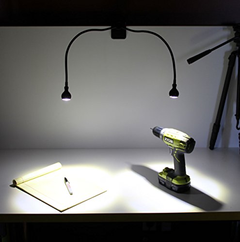 WALLNITURE Dual Clamp Adjustable Gooseneck Arms Desk Lamp Toggle Switch Energy Efficient LED Light Black - Thumbnail 4