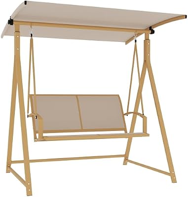 Columpio de Jardín Exterior de 2 Plazas 160x112x162cm Caqui