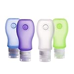 ZEJIA Travel Bottles Leak Proof Toiletry Bottles Set of 4 Pack For All Liquid Toiletries Containers with TSA Approved Bag Travel Size toiletries Silicone