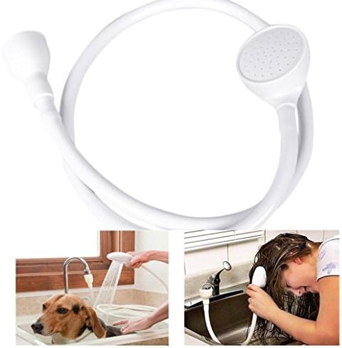 Universal Shower Head and Hose,TigerTrading Single Wide Tap Bath Sink Shower Head Spray Hose Push On Mixer Hairdresser Pet