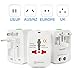 T POWER - Universal World Wide Travel Plug Adapter - White Electronics Worldwide AC Outlet Plugs Adapters for Europe, UK, US, AU, Asia-Blue