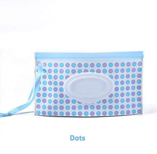 CALISTOUK Wipe Holder Baby Wet Wipe Case Wipes Dispenser Pouch Portable with Reusable Refillable Clutch Dots