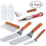SELLBINDING 8PCS Professional Grade Stainless Steel BBQ Barbecue Spatulas And Scrapper Cleaning Tools Kit Great For Blackstone And Other Flat Top Grills, Griddles, Pizza Stone
