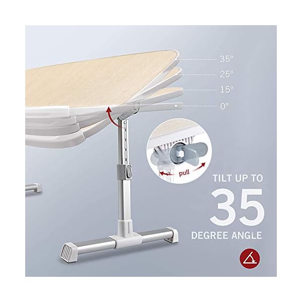 TaoTronics Laptop Table,Foldable Laptop Desk for Bed , Height and Angle Adjustable Lap Bed Desk,Portable Bed Tray Table…