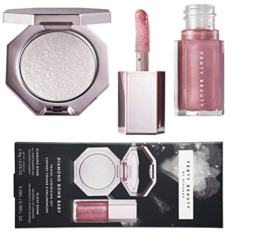 Amazon Com Fenty Beauty By Rihanna Diamond Bomb Baby Mini Lip Gloss And Highlighter Set Beauty