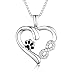 Bellrela 925 Sterling Silver Animal Paw Print Infinity Love Heart Pendant Necklace