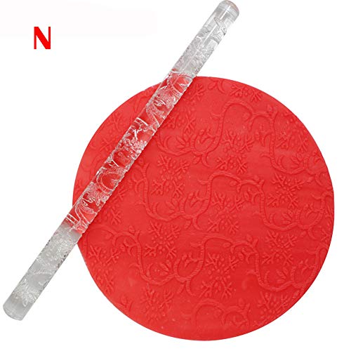 Axiba 2018 New Christmas Embossing Acrylic Rolling Pin Fondant Sugar Craft Cake Baking Decorating Tool (N)
