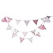 10M/32 Feet 36 PCS Lovely Triangle Bunting Flag Banner Pennant Garland Fabric Flags Double Sided Vintage Cloth Shabby Chic Decoration for Wedding, Birthday Party, Bedrooms (36pcs Pink)