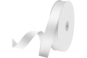 Quhora 1" x 100 Yards Satin Ribbon - White Silk Ribbon with Spool - Ideal for Gift Wrapping, Floral Bouquets, Crafts, Wedding Party Decorations, Christmas and Sewing Projects