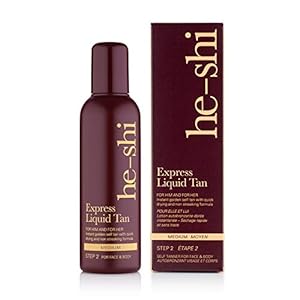 He-Shi Express Liquid Tan Instant Fake Tan Liquid, Medium – Express Fake Tan Lotion - Quick Dry Formula with No False…