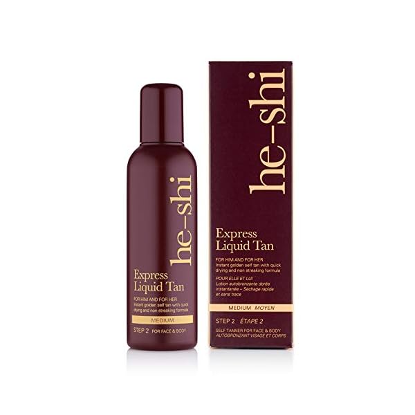 He-Shi-Express-Liquid-Tan-Instant-Fake-Tan-Liquid--No-False-Tan-Smell--Quick-Dry-Streak-Free-Formula--Natural-Vegan-Formula-Containing-Glycerine--Body-Face-Self-Tan-150ml-Liquid He-Shi Express Liquid Tan Instant Fake Tan Liquid, Medium – Express Fake Tan Lotion - Quick Dry Formula with No False…
